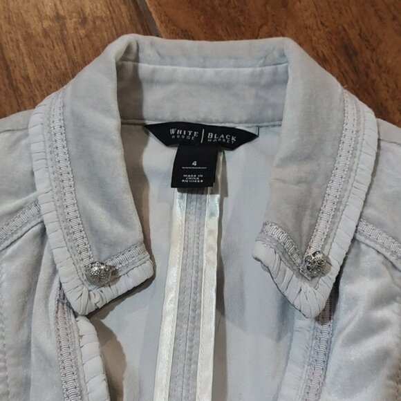 White House Black Market 4 grey silver velvet jacket - Picture 5 of 6